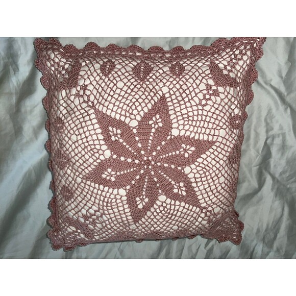 Vintage crochet boho cottage accent pillow pillowcase lot - Picture 9 of 12
